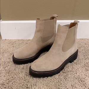 Caslon Beige Suede Ankle Booties